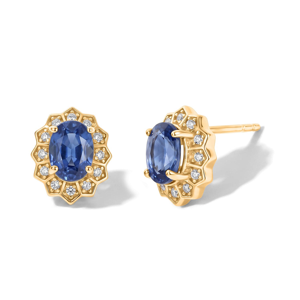 EverTrue Kashmir Kyanite and Moissanite 2.30 ctw Solitaire Stud Earrings in 18K YG Plated