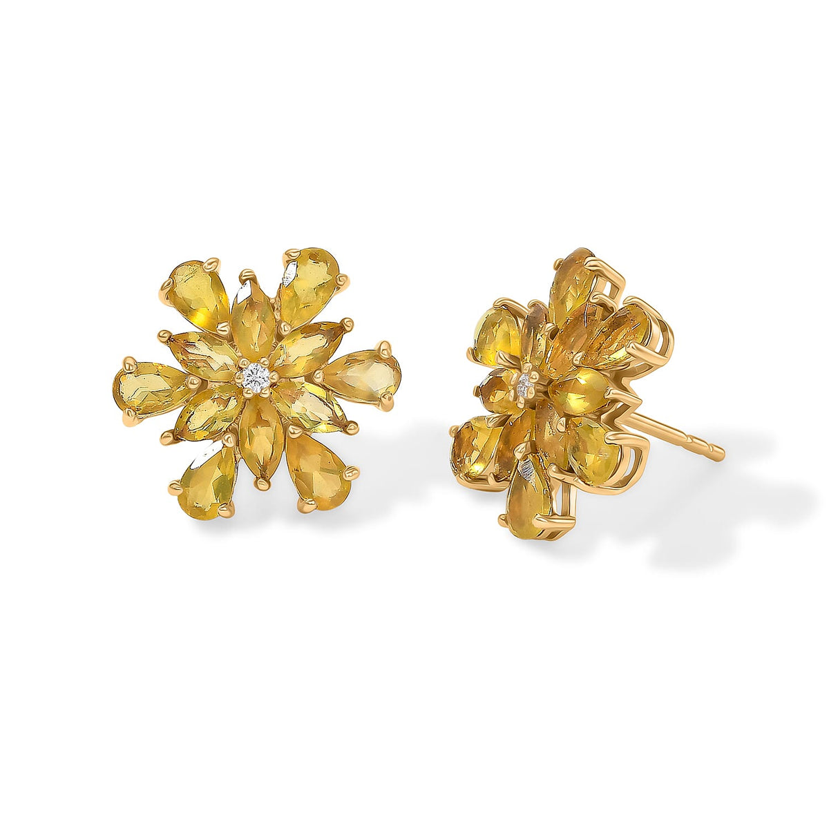 EverTrue Canary Opal, White Zircon Earrings in 18K YG Plated 2.25 ctw