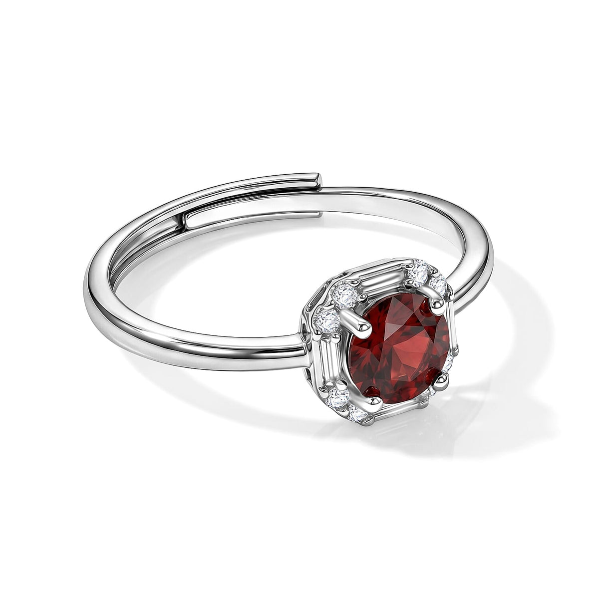 Mozambique Garnet ,Simulated Diamond Ring in Silvertone (Adjustable) 3.00 ctw