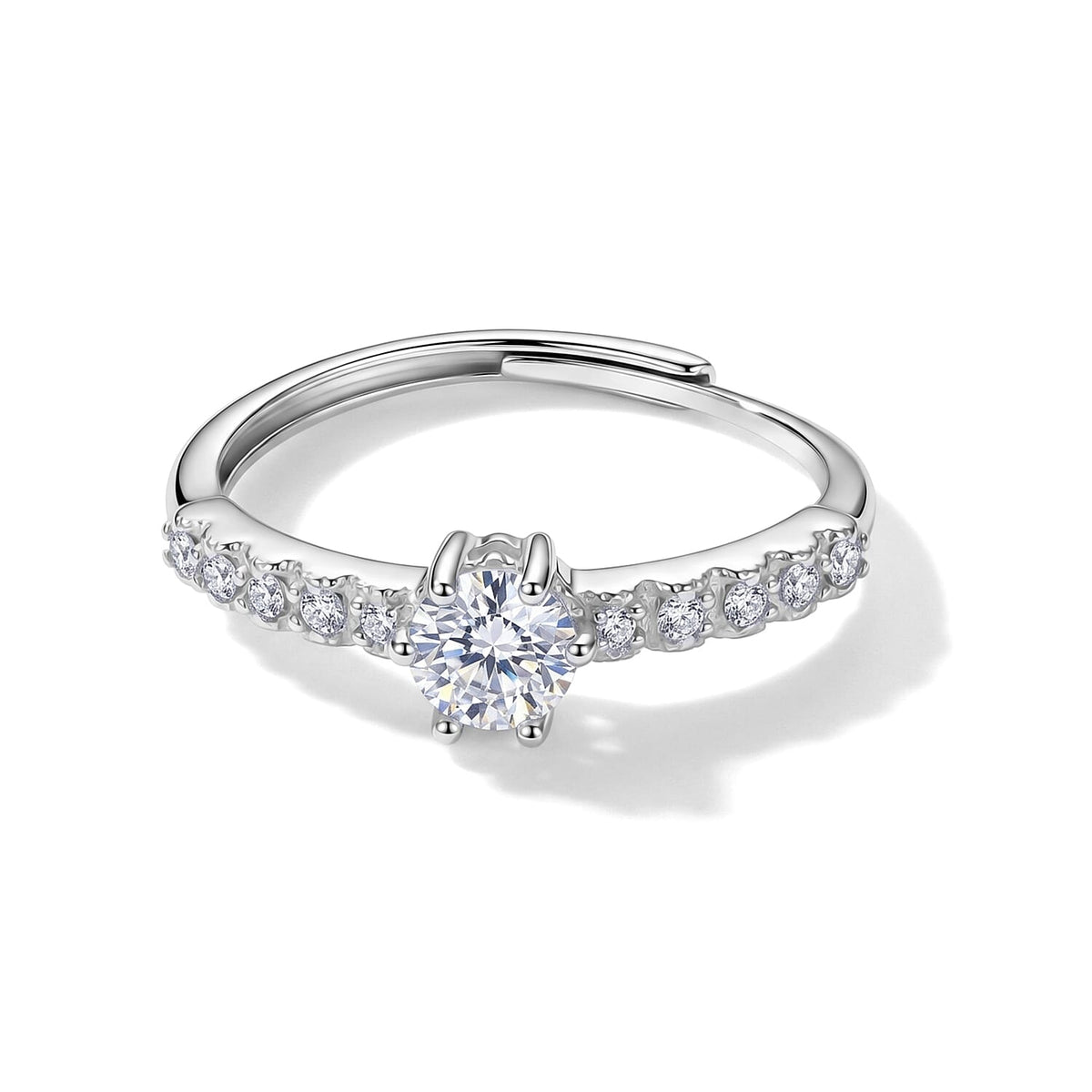 White Moissanite Ring in Silvertone (Adjustable) 0.82 ctw