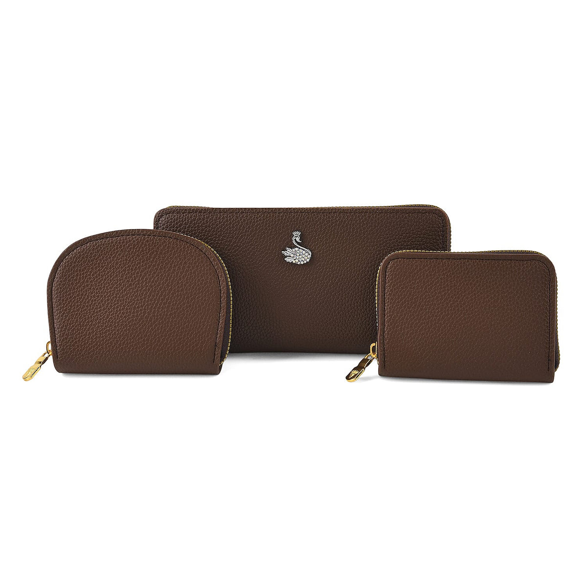 La Marey Black Faux Leather Lychee Grain Set of 3 Wallet