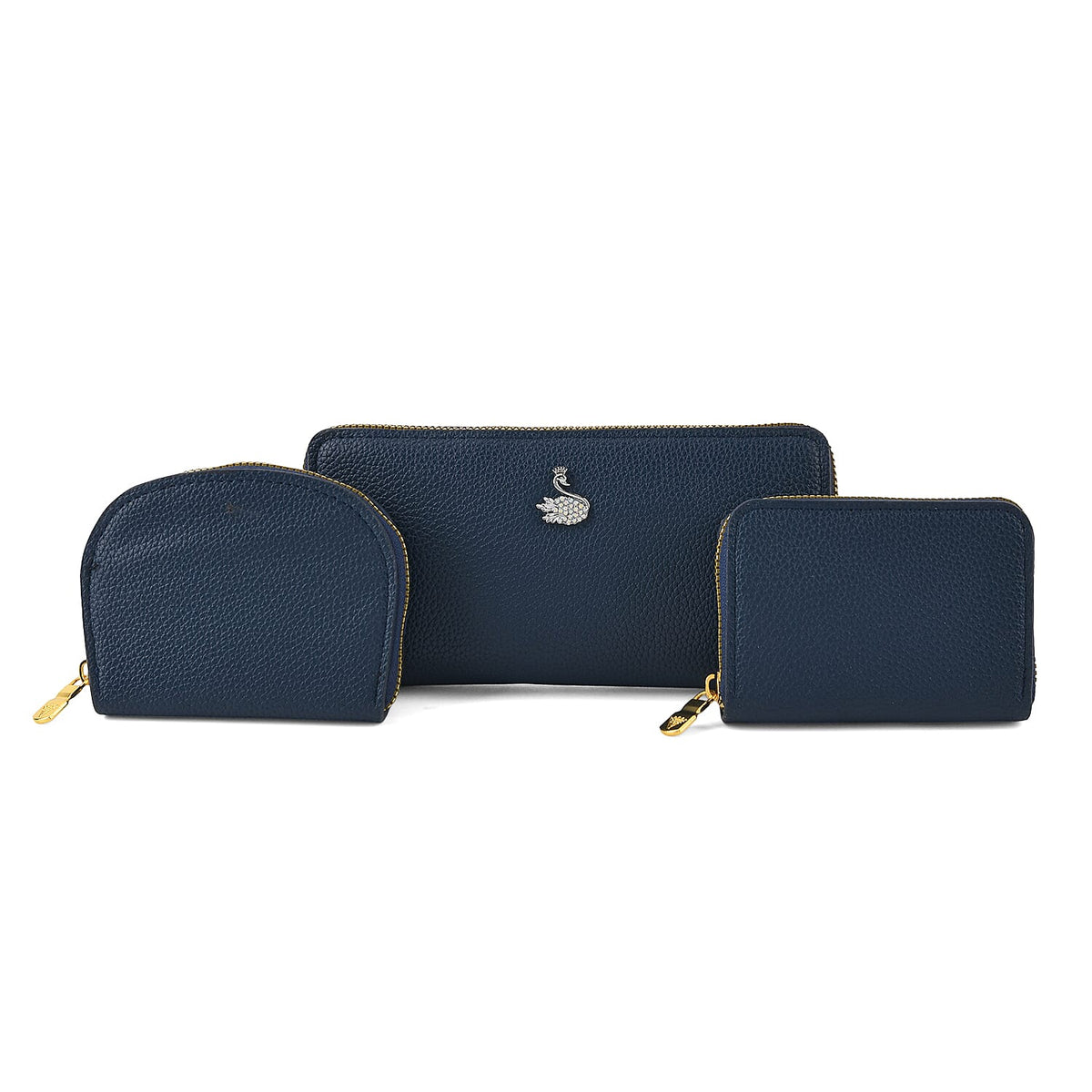 La Marey Black Faux Leather Lychee Grain Set of 3 Wallet