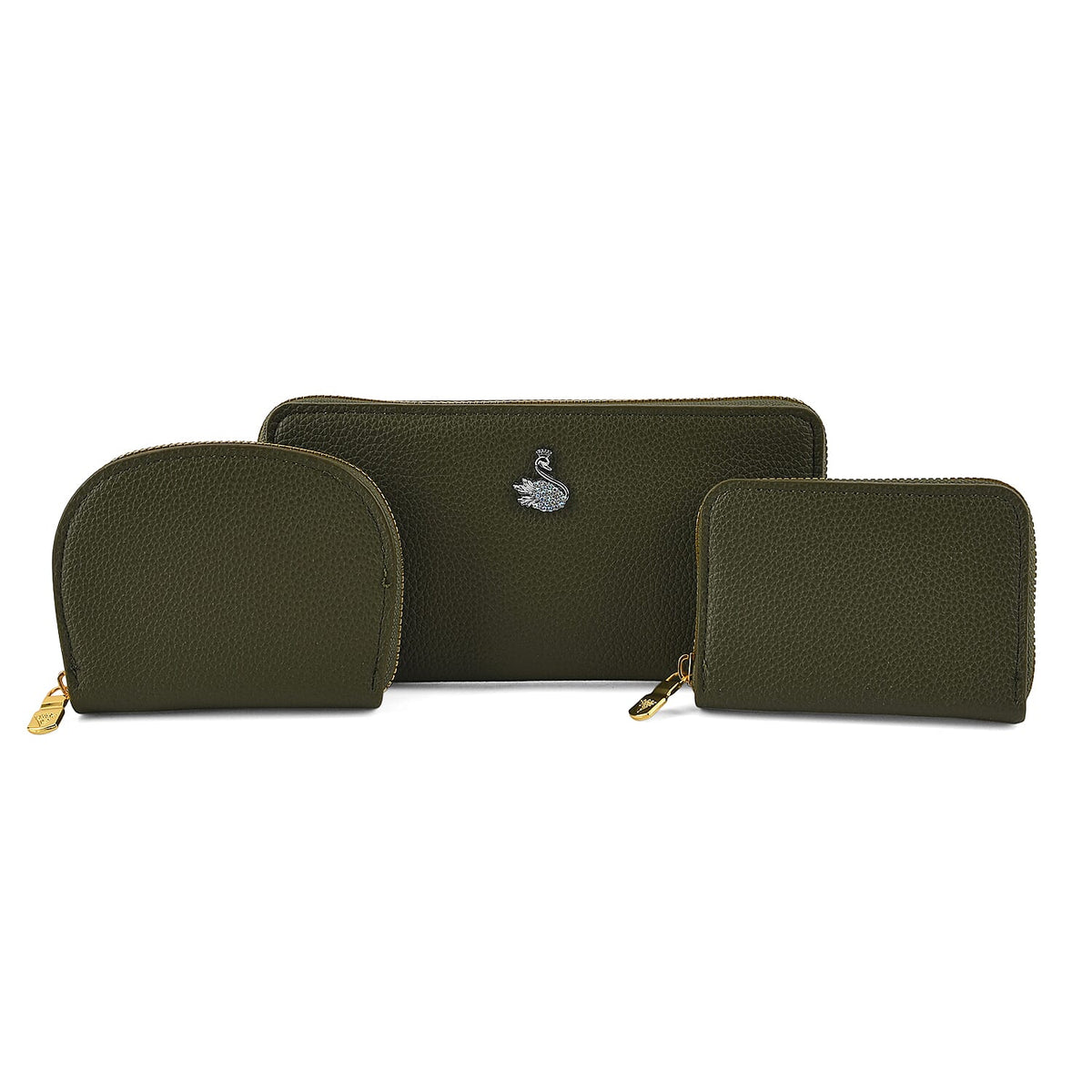 La Marey Black Faux Leather Lychee Grain Set of 3 Wallet