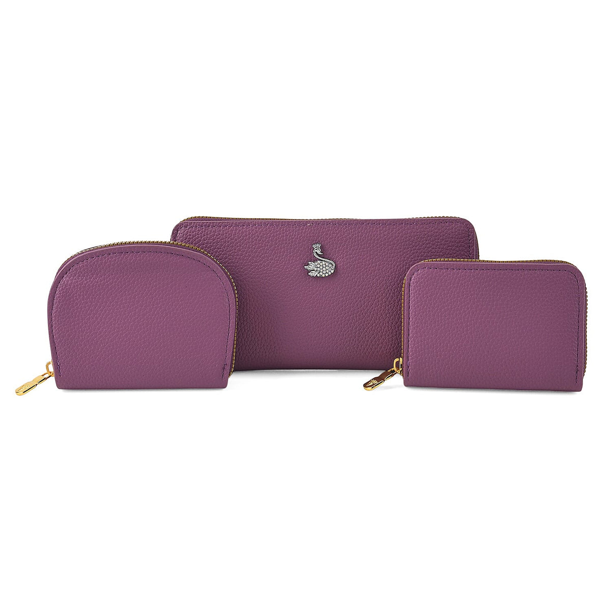 La Marey Black Faux Leather Lychee Grain Set of 3 Wallet