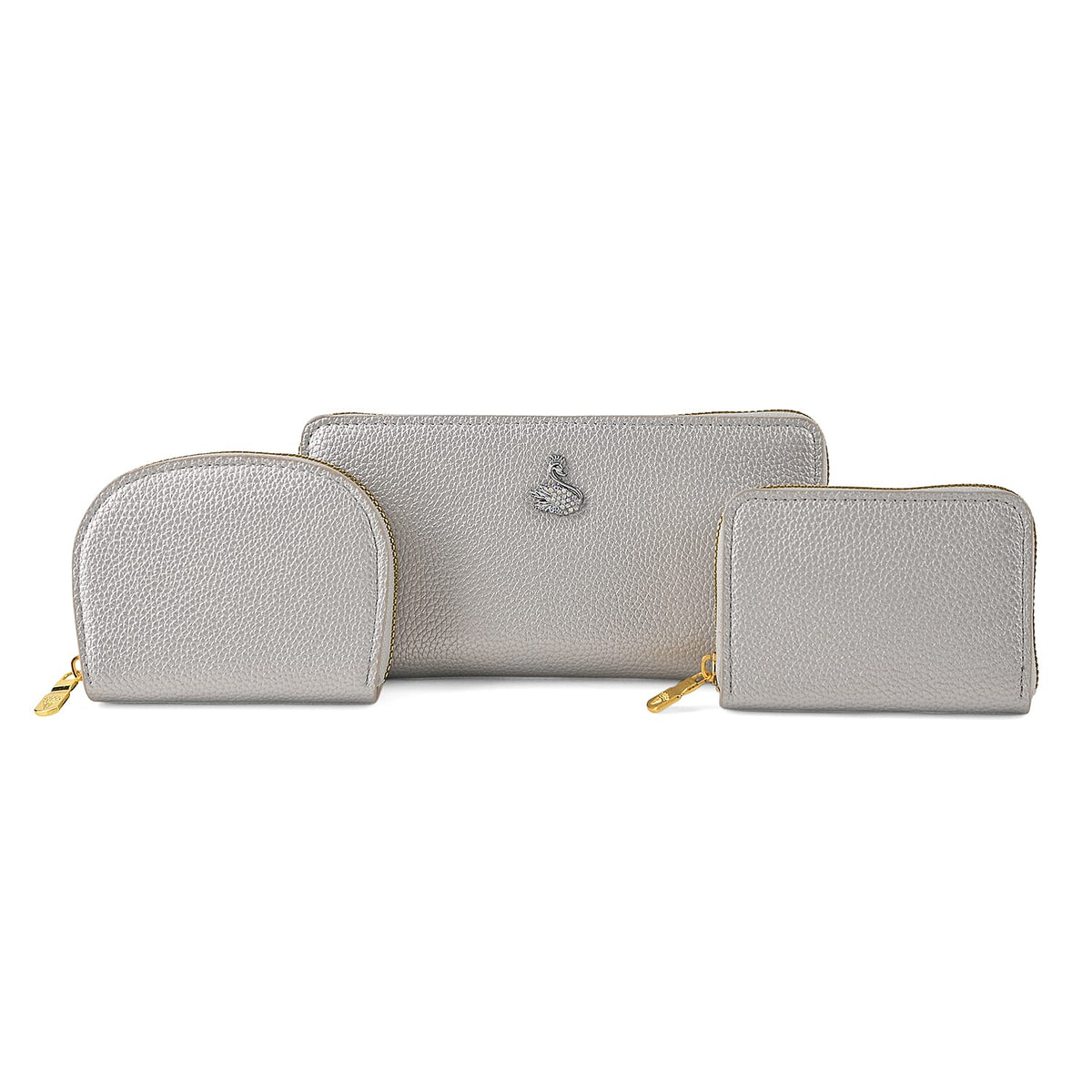 La Marey Black Faux Leather Lychee Grain Set of 3 Wallet