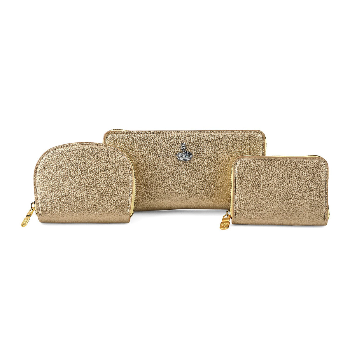 La Marey Black Faux Leather Lychee Grain Set of 3 Wallet