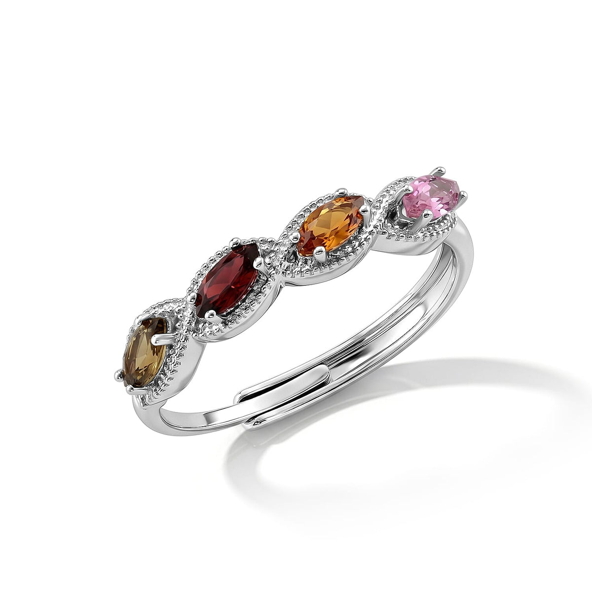 Multi Tourmaline Ring in Silvertone (Adjustable) 4.00 ctw