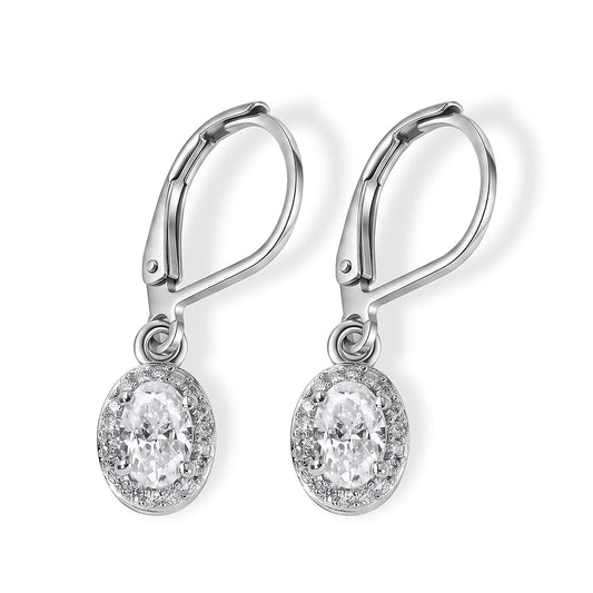 EverTrue 100 Facets Moissanite (Ovl 6x4mm) Earrings in Platinum Bond with Stainless Steel 1.10 ctw 8624865