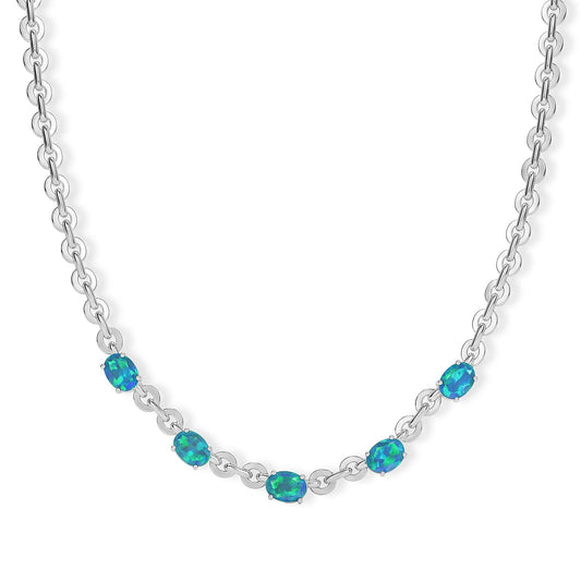 EverTrue Peacock Quartz Majesty Wave Necklace (18-20 Inches) in Platinum Bond 7.00 ctw
