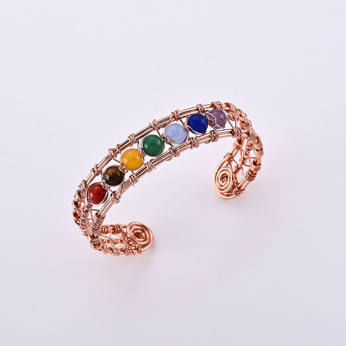 Multi Gemstone Bangle Bracelet in Silvertone (6.5-7 In) 25.00 ctw