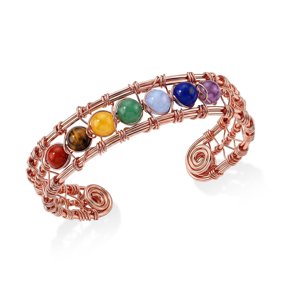 Multi Gemstone Bangle Bracelet in Silvertone (6.5-7 In) 25.00 ctw