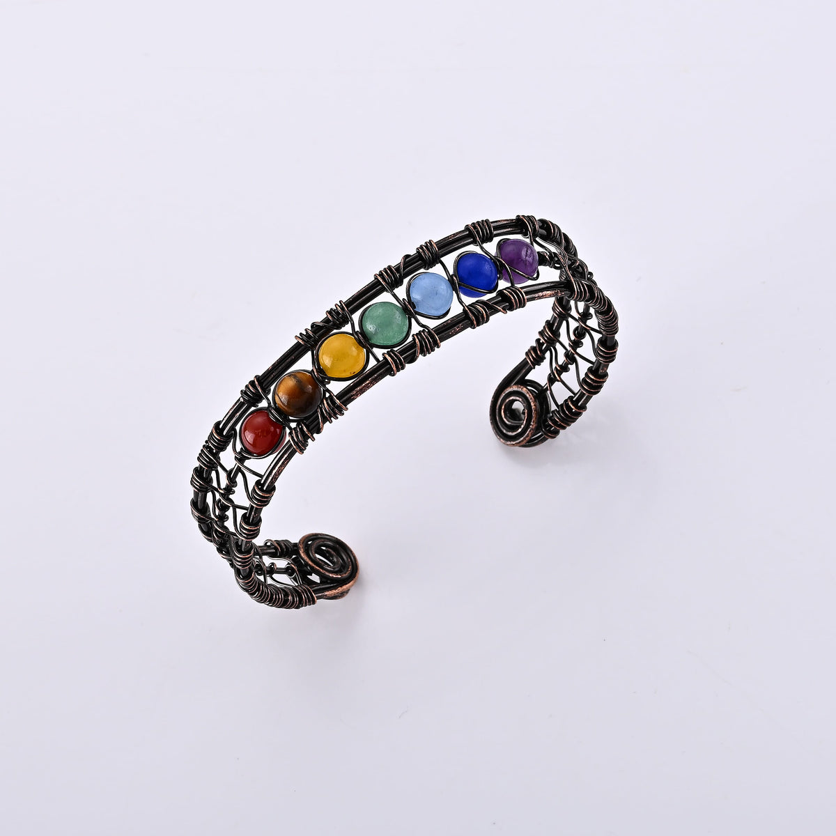 Multi Gemstone Bangle Bracelet in Silvertone (6.5-7 In) 25.00 ctw
