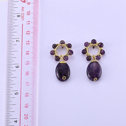 Multi Fluorite Earrings in Goldtone 30 ctw