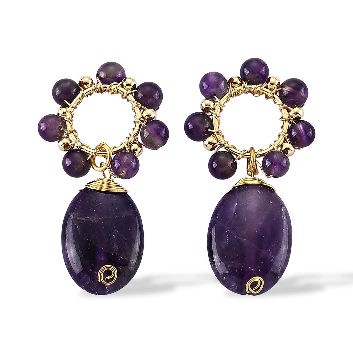 Multi Fluorite Earrings in Goldtone 30 ctw