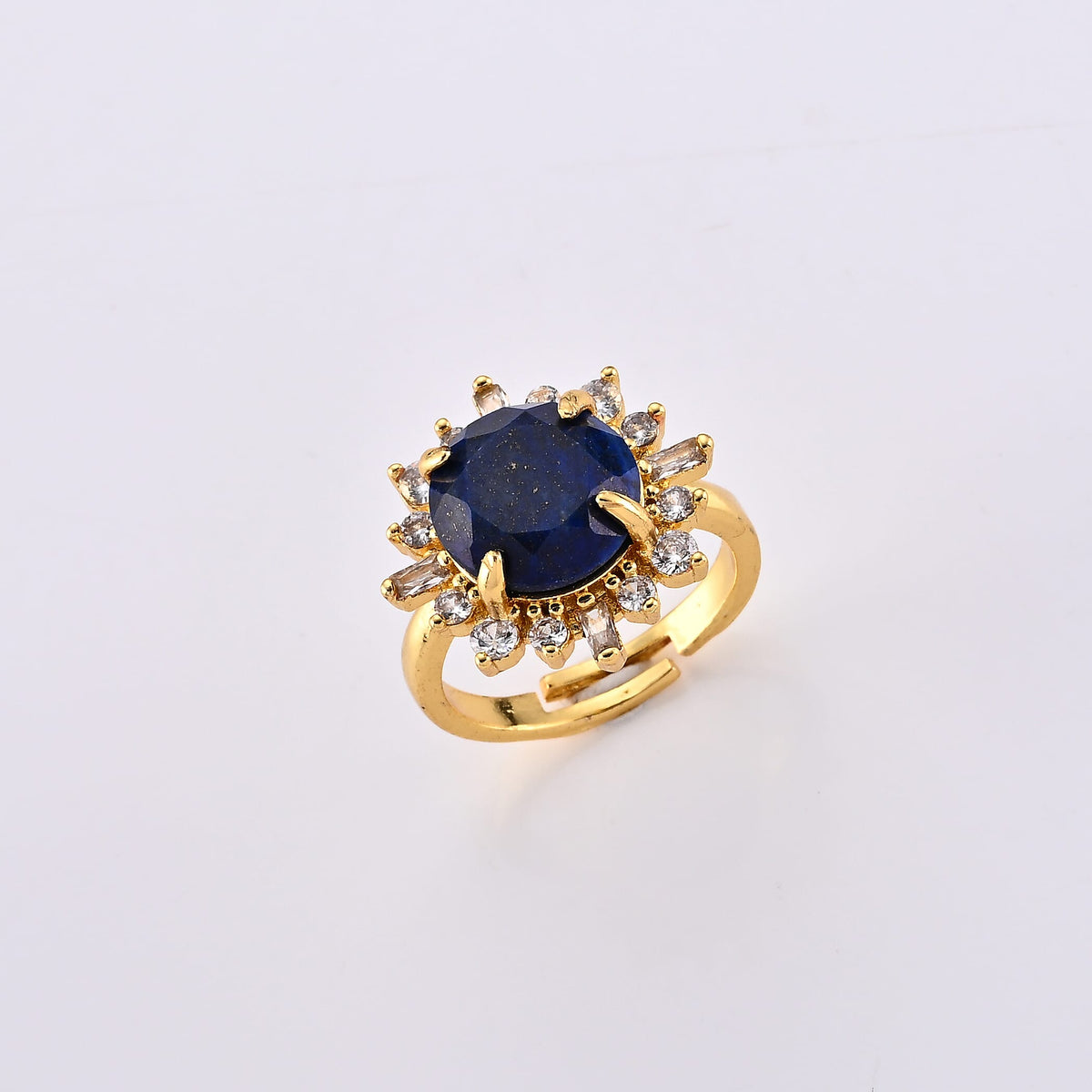 Green Aventurine, Simulated Diamond Ring in Goldtone (Adjustable) 12.00 ctw