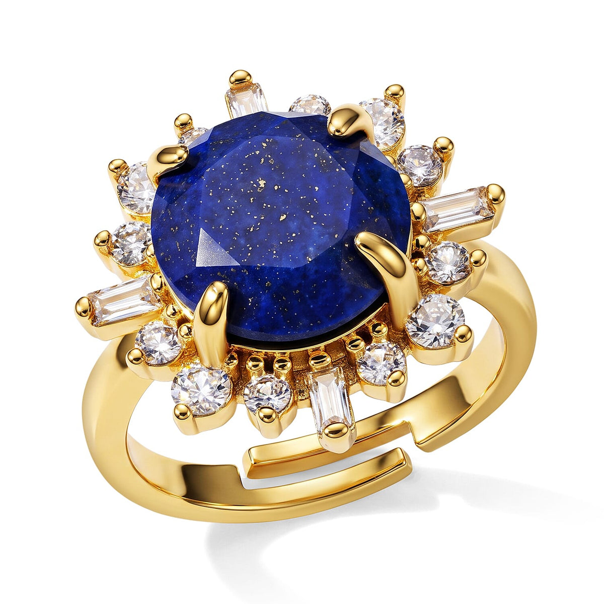 Green Aventurine, Simulated Diamond Ring in Goldtone (Adjustable) 12.00 ctw