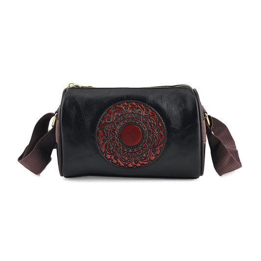La Marey Black Embossed Faux Leather Rectangle Phone Bag