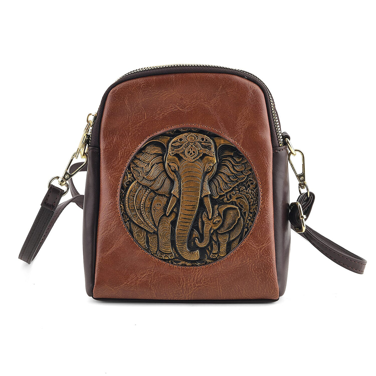 La Marey Black Embossed Faux Leather Phone Bag