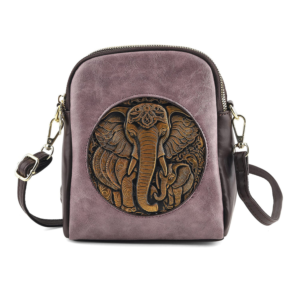 La Marey Black Embossed Faux Leather Phone Bag