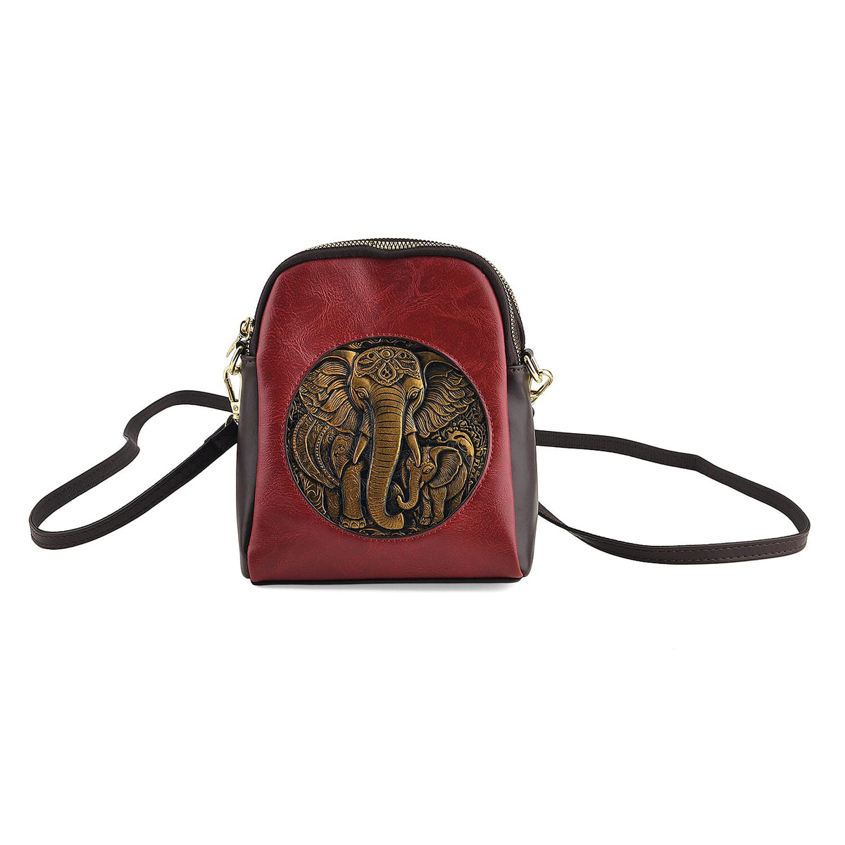 La Marey Black Embossed Faux Leather Phone Bag