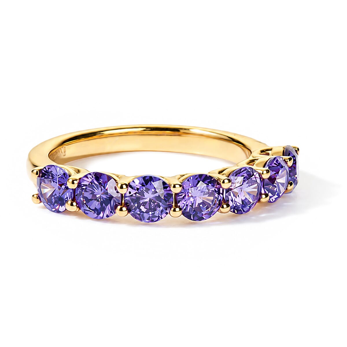 EverTrue Simulated Purple Diamond Band Ring in 18K YG Plated (Size 10.0)