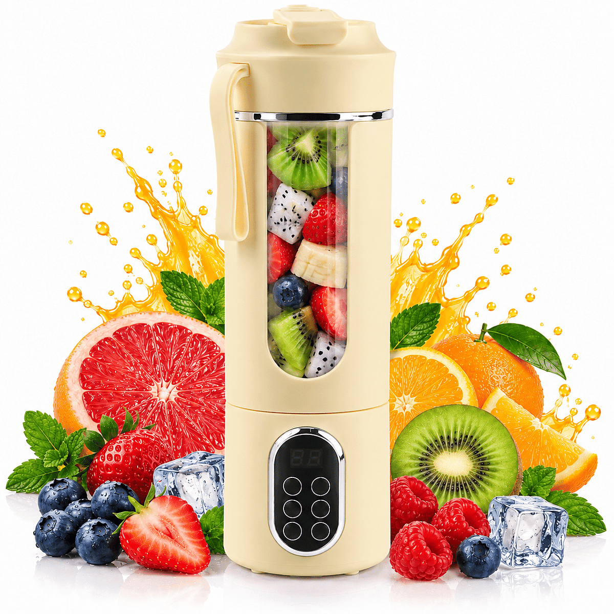 White USB Rechargeable Portable Juicer Stainless Blades (3C Battery 1300mAh) (530ML)