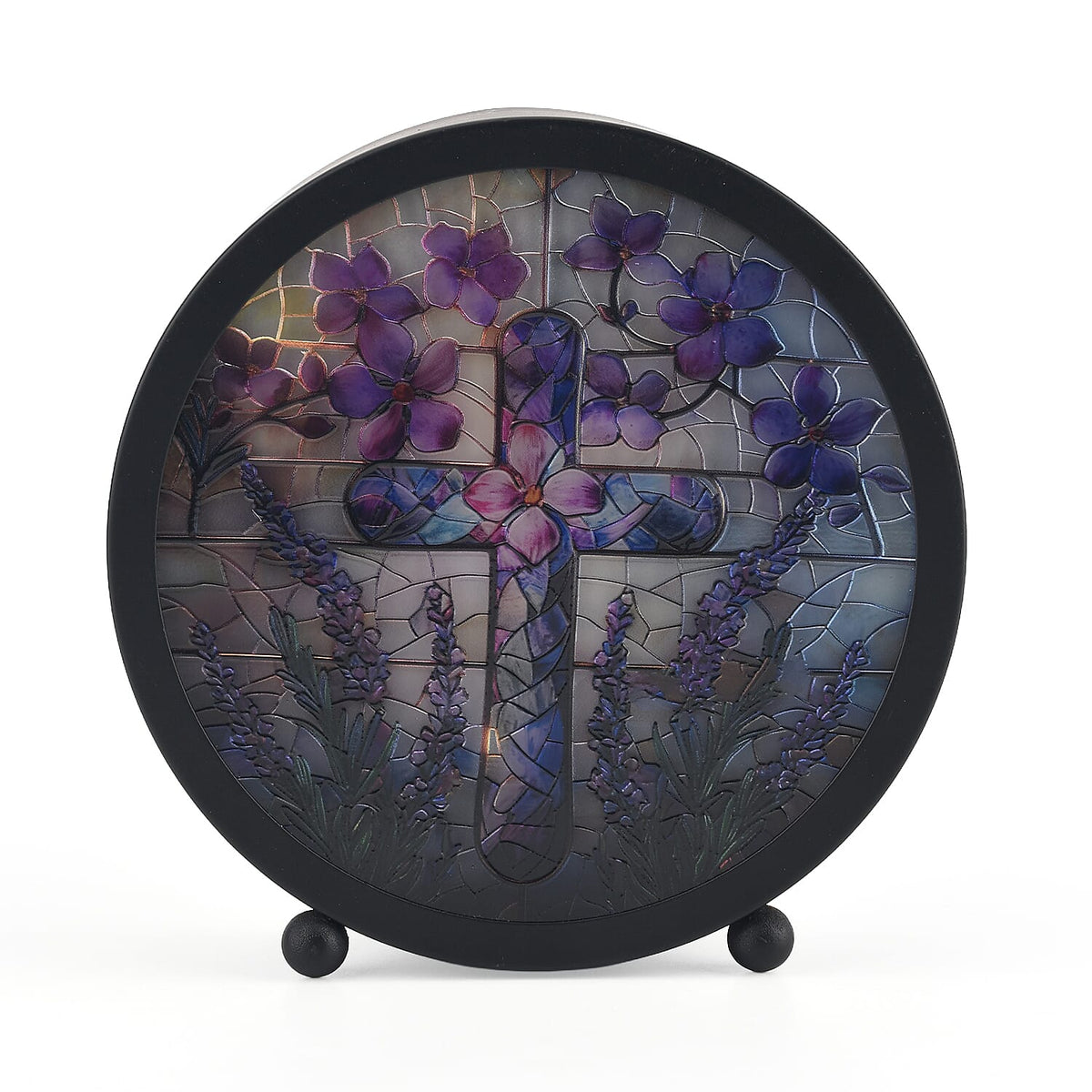 Livmore Black Round Angel Religion Decoration (3xAAA Not Included)