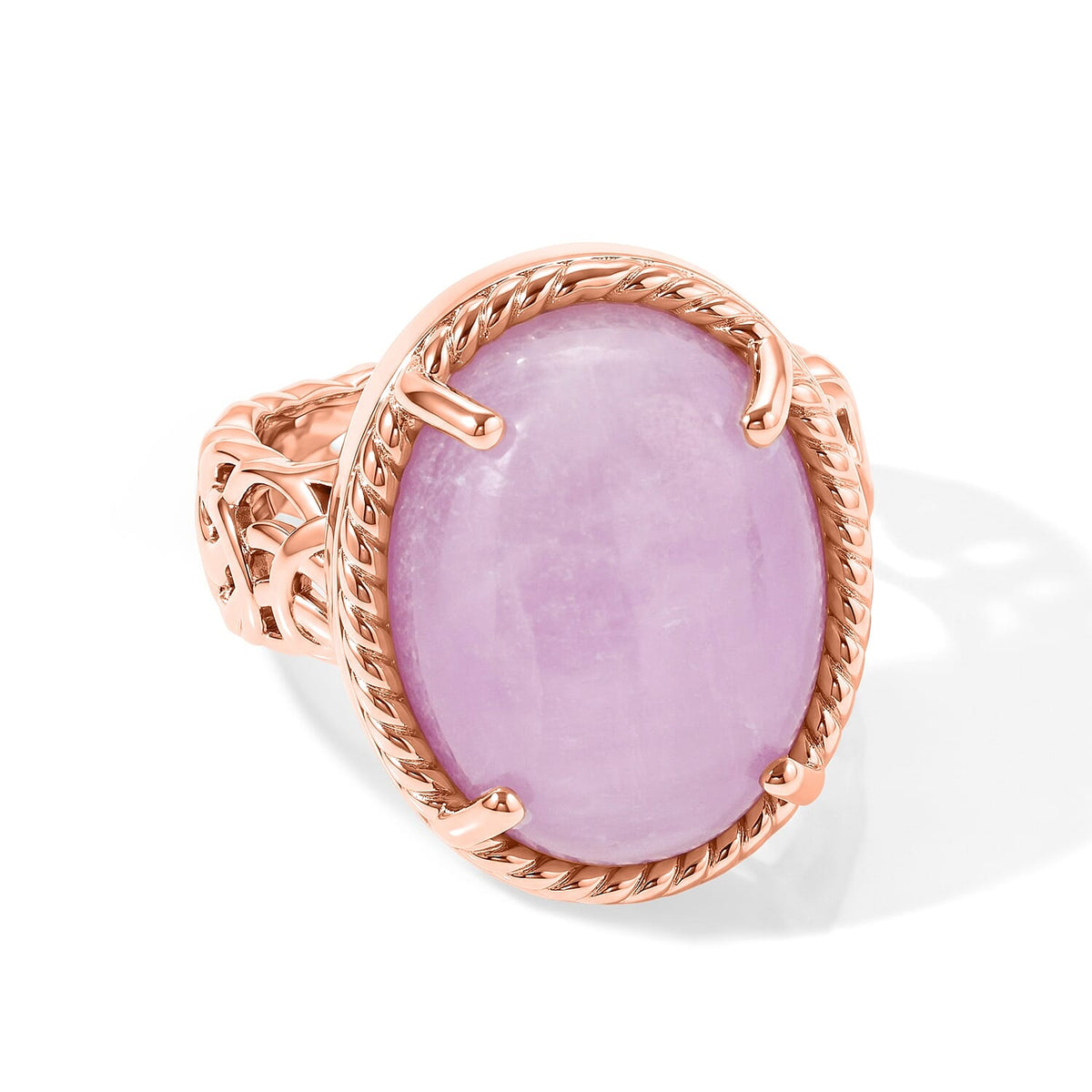 EverTrue Kunzite 12.40 ctw Solitaire Ring in 18K RG Plated (Size 10.0)