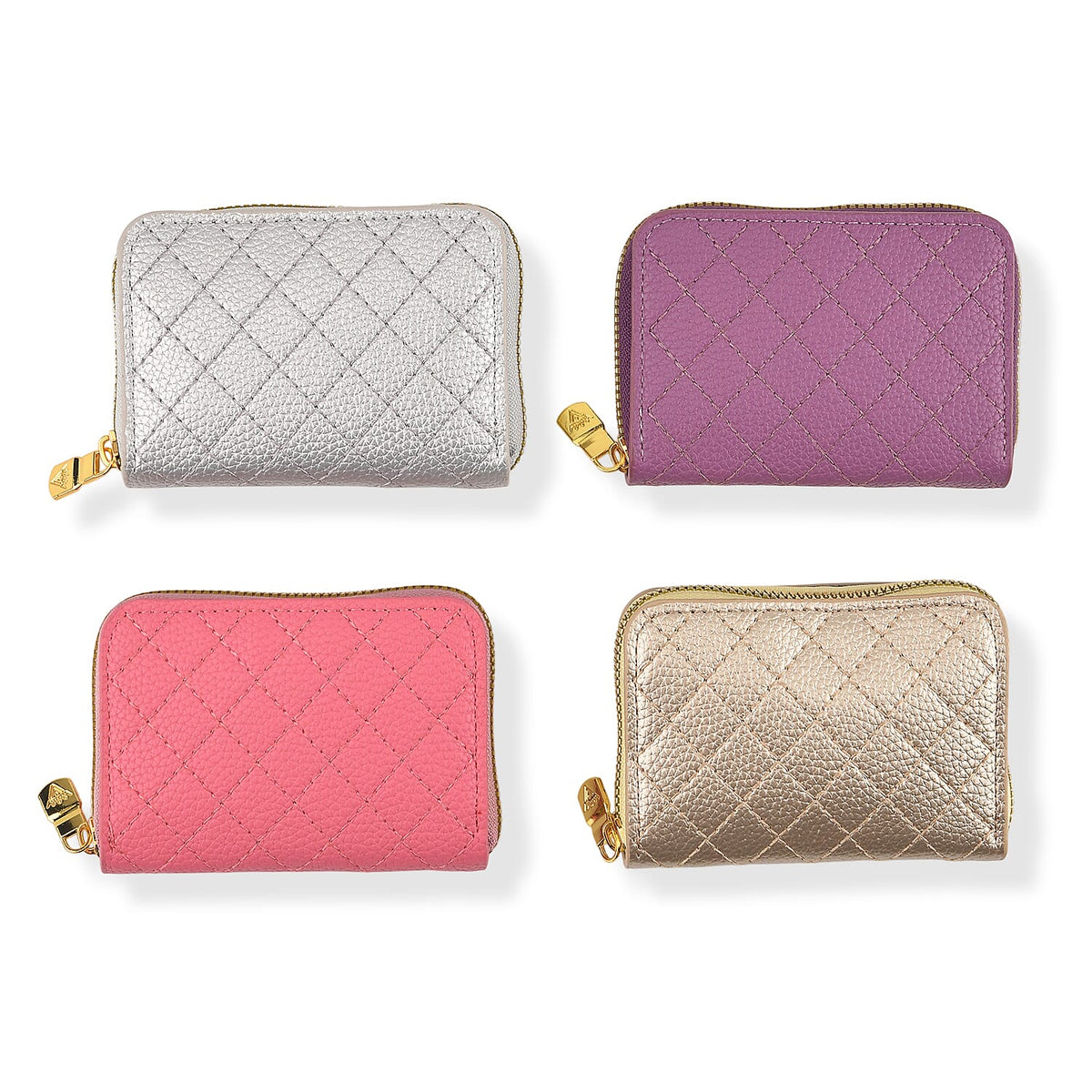La Marey Red, Mustard, Black and Cream Quilted Pattern Faux Leather Set of 4 RFID Protected Wallet