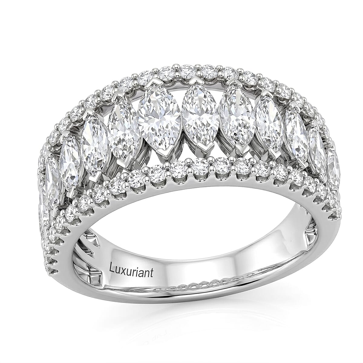 14K White Gold Luxuriant Lab Grown Diamond (VS2) Band Ring (Size 5.0) (4.75 g) 2.00 ctw
