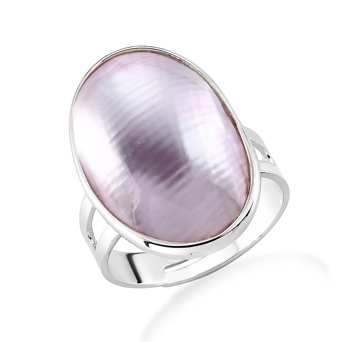 Peacock Color Shell Pearl Ring in Silvertone (Adjustable)