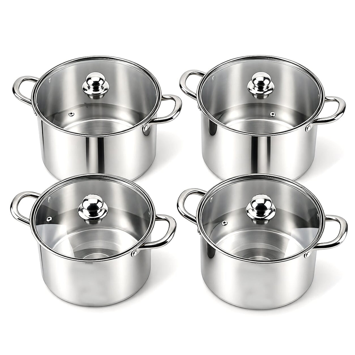 Livmore Stainless Steel Set of 4pcs Cooking Pot - 5L/6L/7L/10L