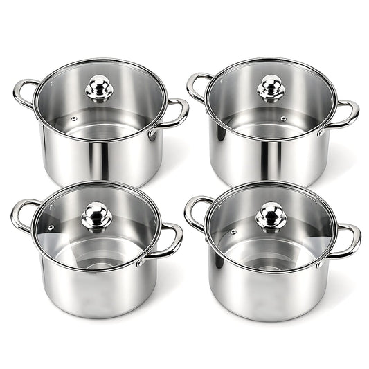 Livmore Stainless Steel Set of 4pcs Cooking Pot - 5L/6L/7L/10L