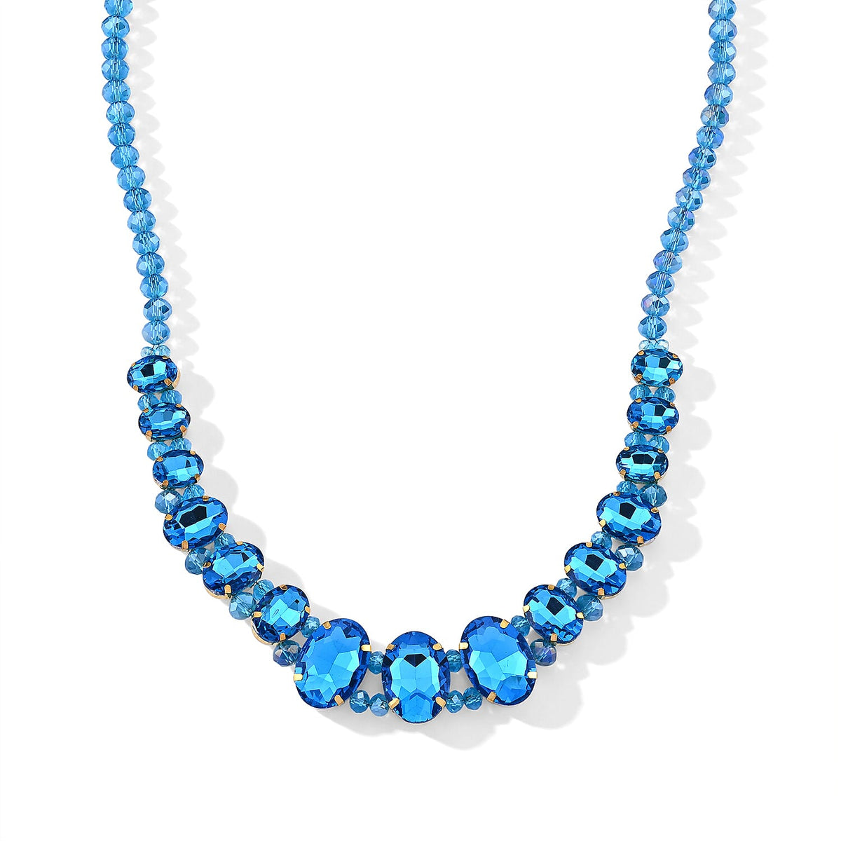 Austrian Multi Crystal and Multi Glass Necklace in Goldtone 20-23 Inches