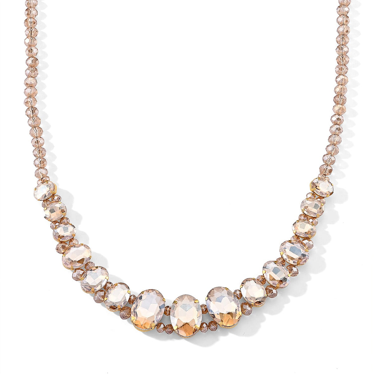 Austrian Multi Crystal and Multi Glass Necklace in Goldtone 20-23 Inches