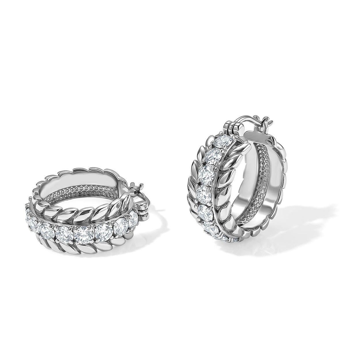 EverTrue Simulated Diamond Hoop Earrings in Stainless Steel 4.50 ctw