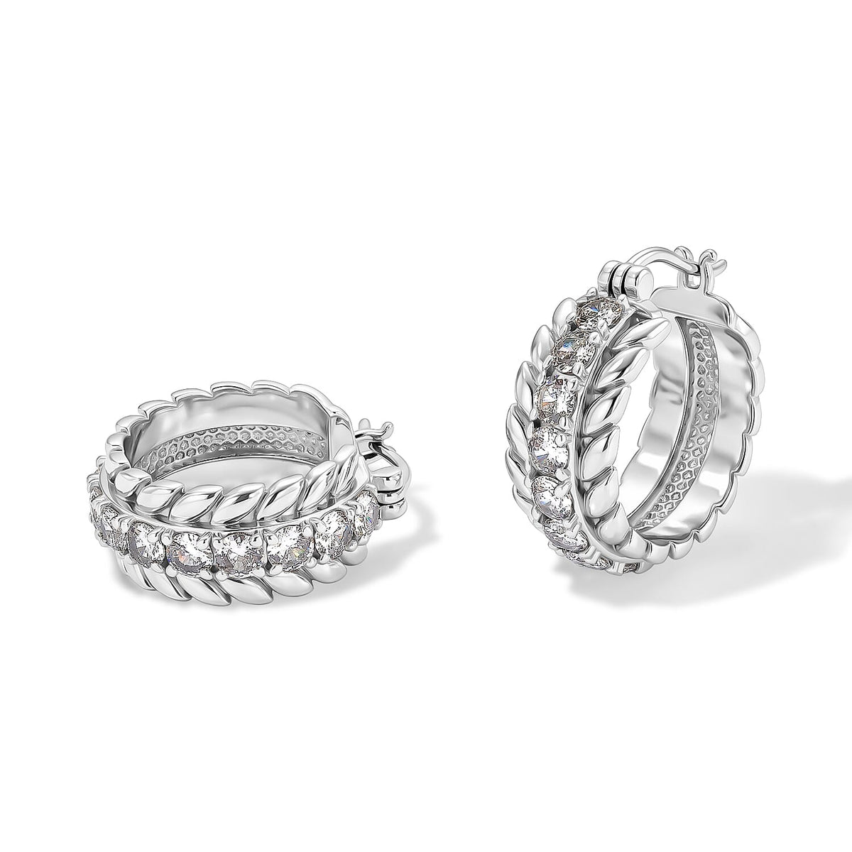 EverTrue Simulated Diamond Hoop Earrings in Stainless Steel 4.50 ctw