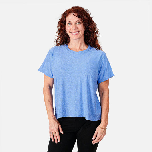 La Marey Blue Stretch Crewneck Short Sleeve Top - Large