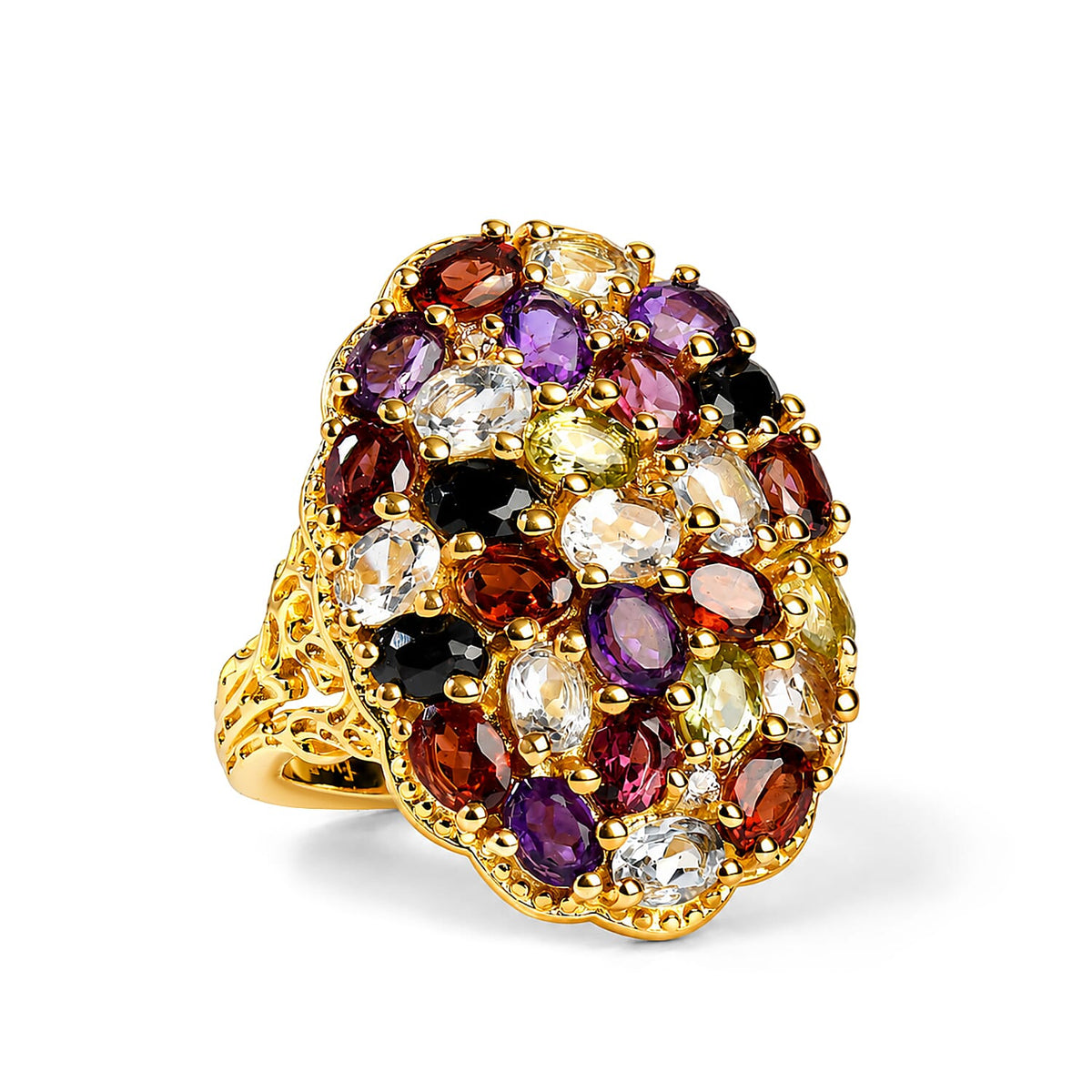 EverTrue African Amethyst, White Zircon Mosaic Bloom Ring in Platinum Bond (Size 10.0) 4.65 ctw