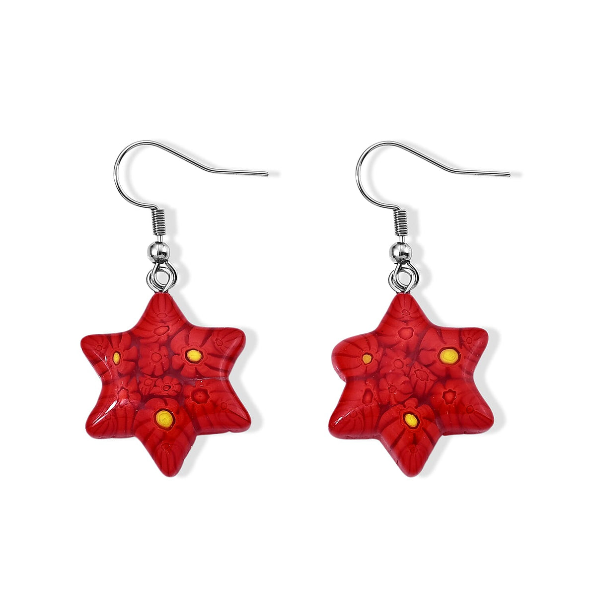 Multi Murano Style Celestial Star Earrings in Stainless Steel