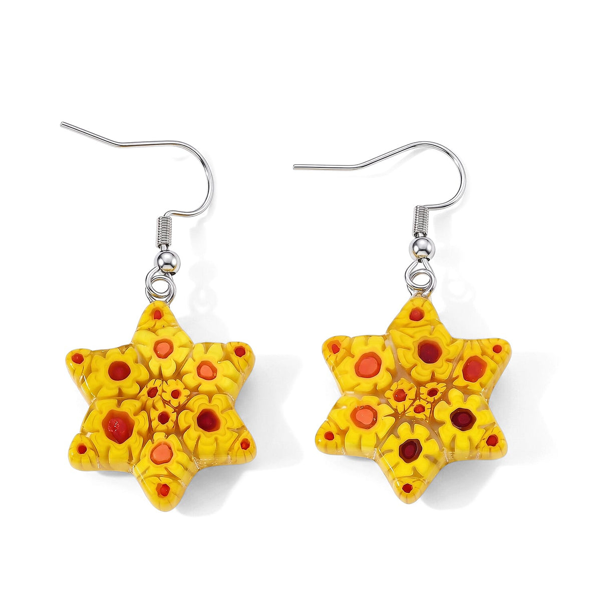 Multi Murano Style Celestial Star Earrings in Stainless Steel