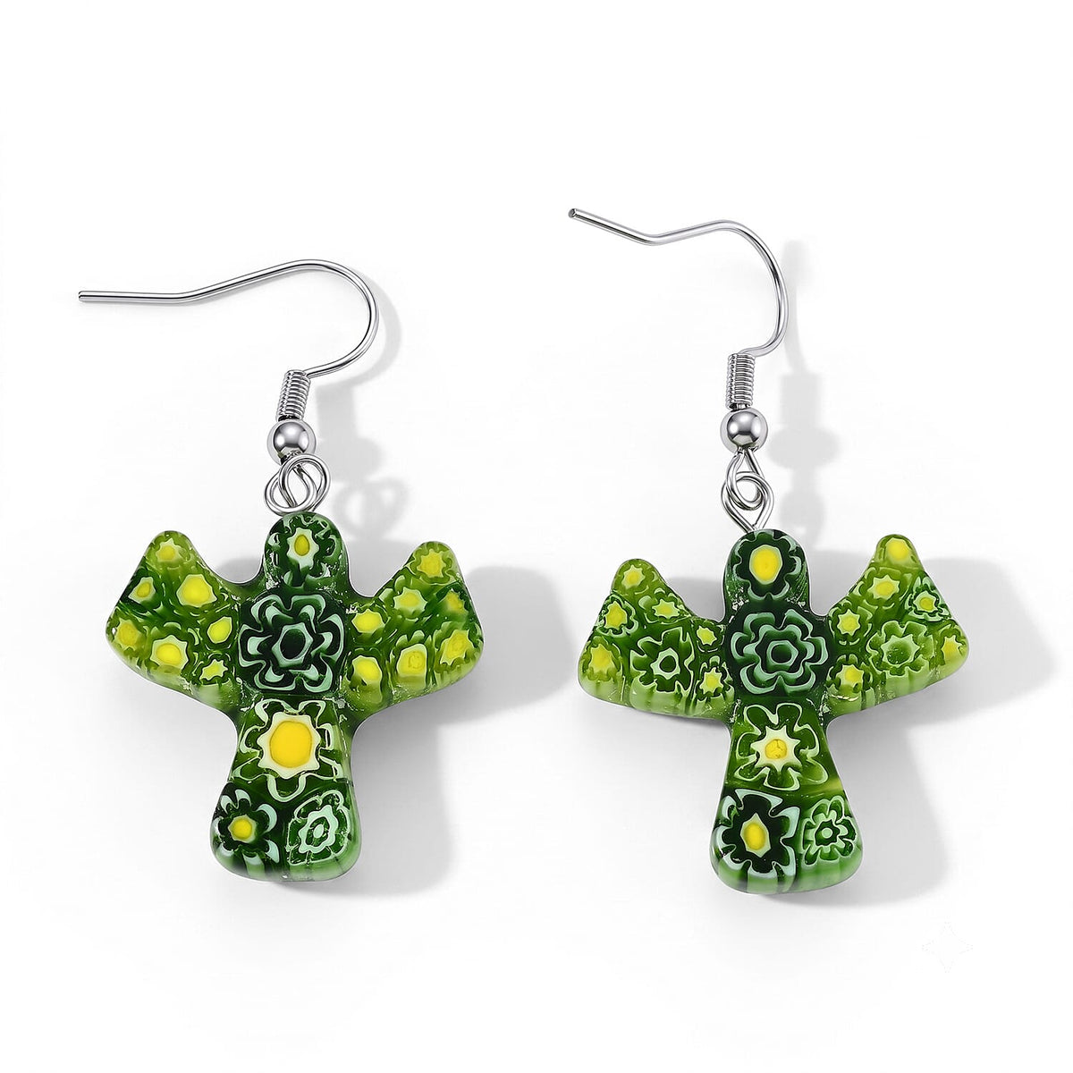 Multi Murano Glass Angel Earrings in Stainless Steel