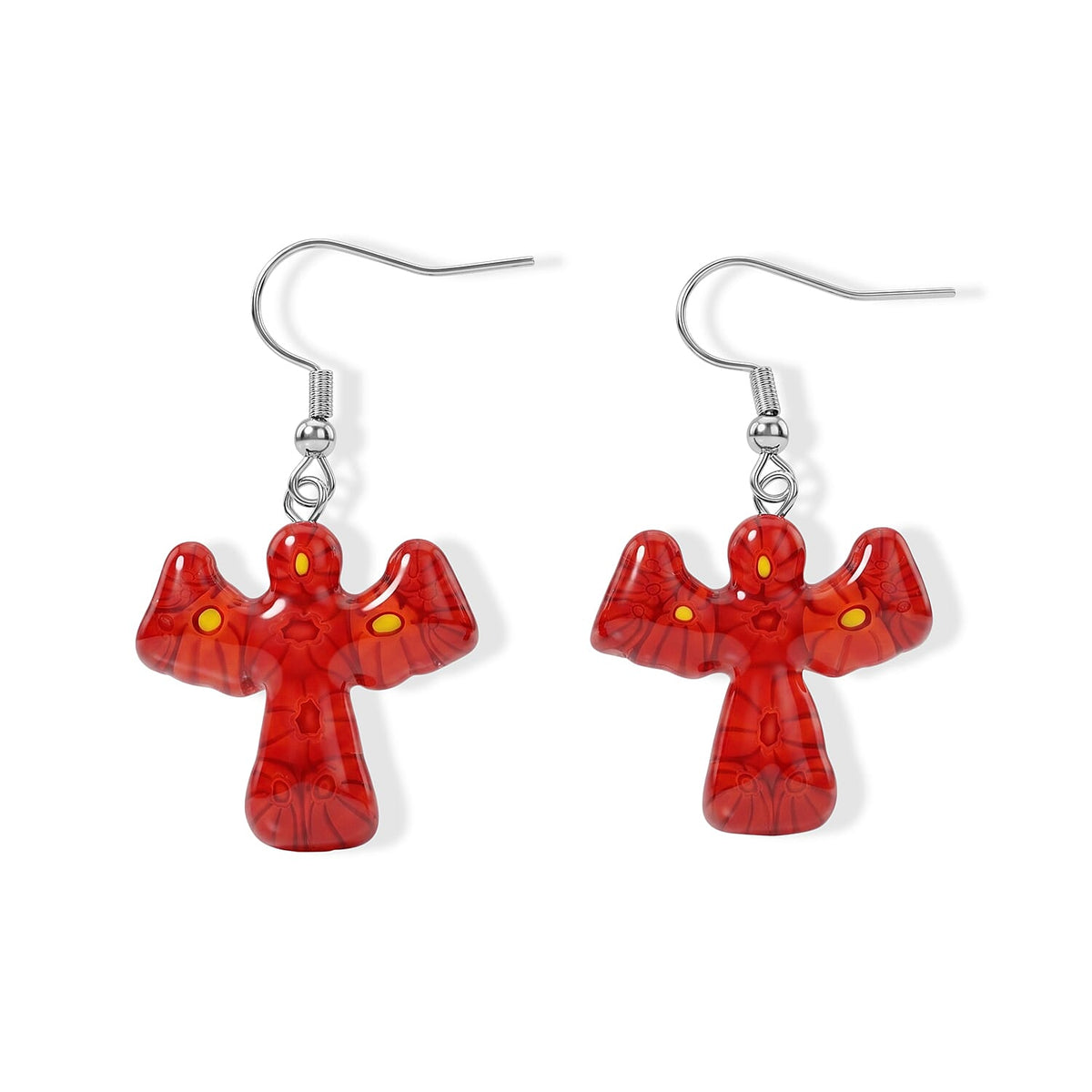 Multi Murano Glass Angel Earrings in Stainless Steel