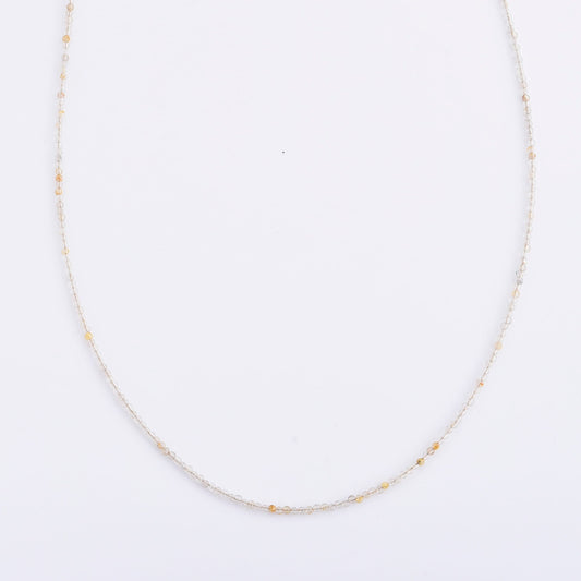 Golden Rutilated Quartz Beaded Necklace in Silvertone (15.5+17.5 Inches) 10.00 ctw