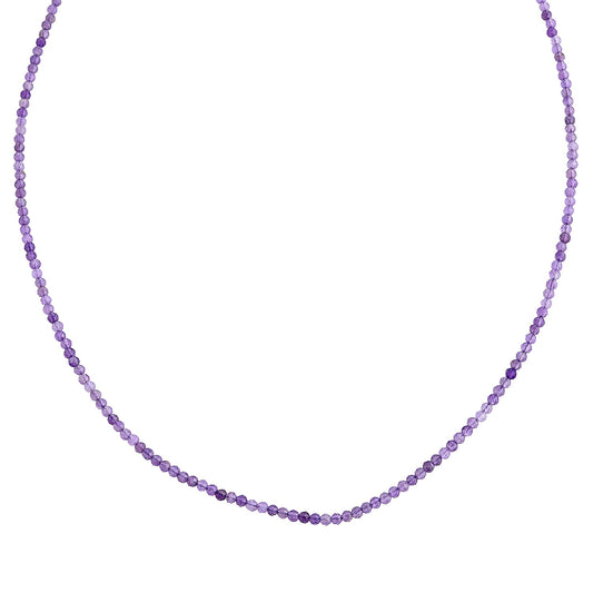 African Amethyst Beaded Necklace in Silvertone (15.75-17.75Inches) 10.00 ctw