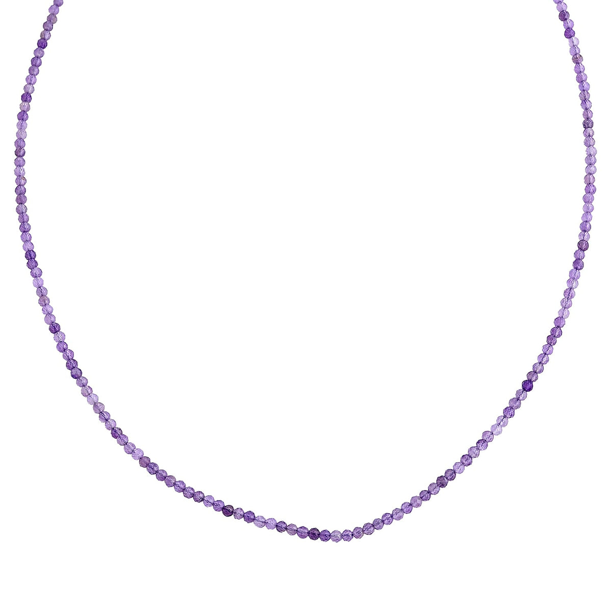 African Amethyst Beaded Necklace in Silvertone (15.75-17.75Inches) 10.00 ctw
