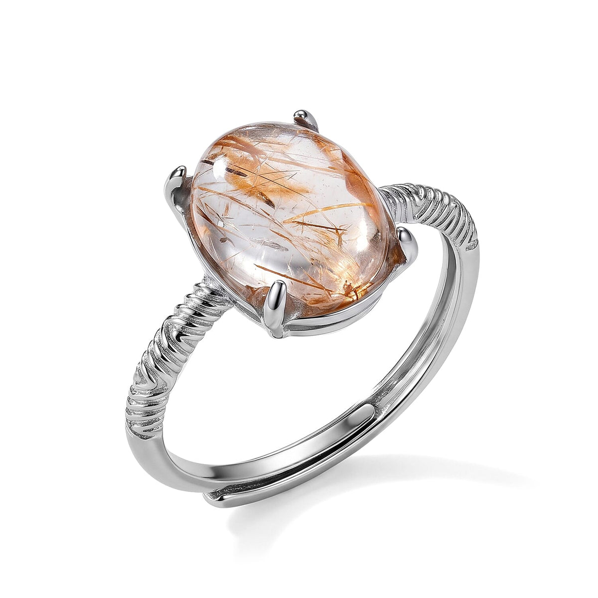 Super Blackgold Quartz, Simulated Diamond Ring in Silvertone (Adjustable) 3.00 ctw
