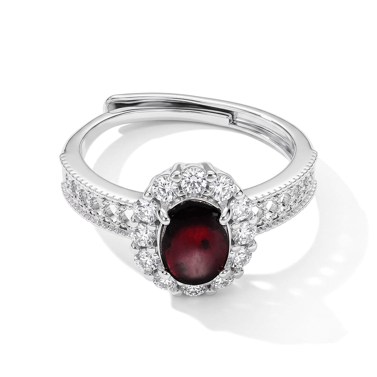 Orissa Rhodolite Garnet and Simulated Diamond Ring in Silvertone (Adjustable) 2.05 ctw