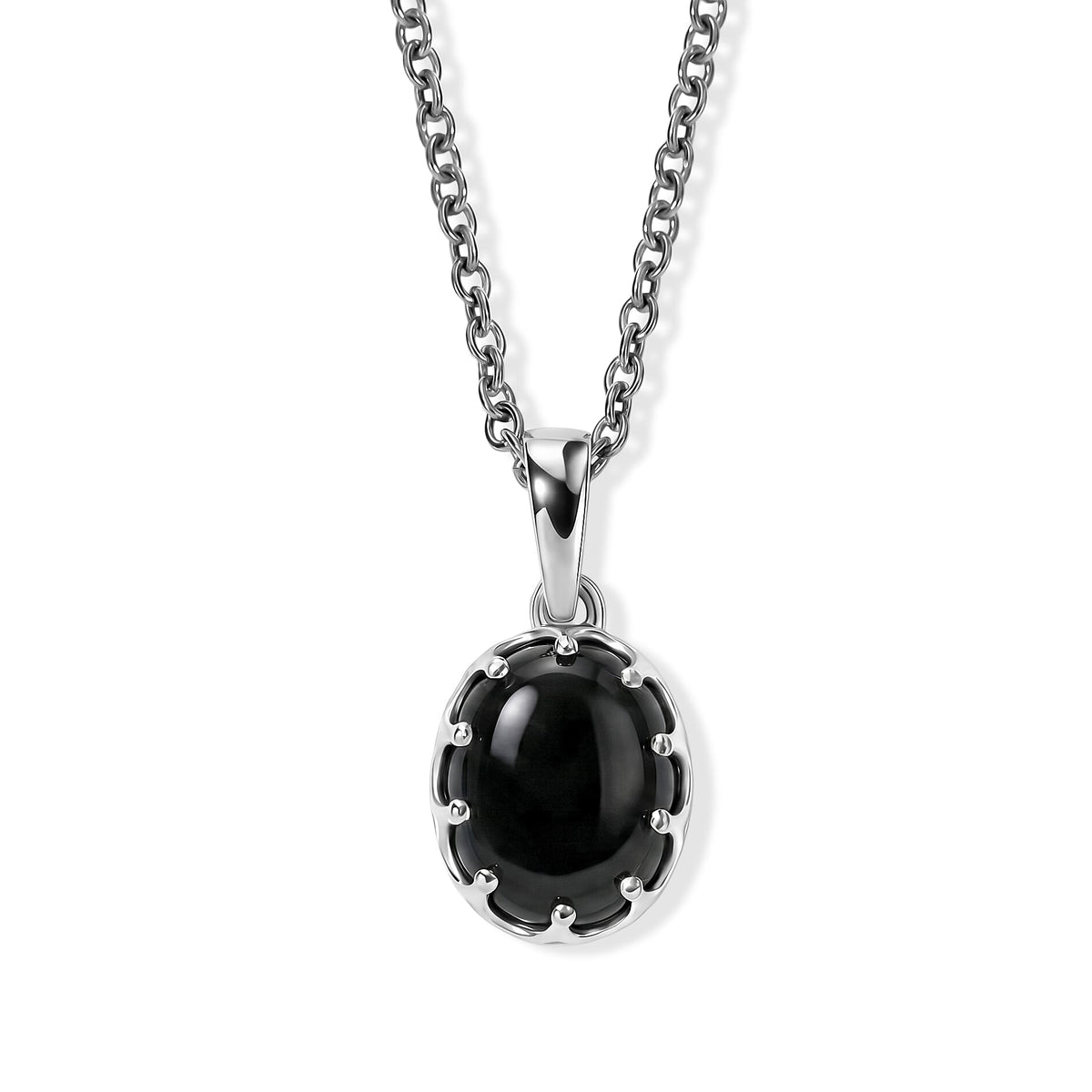 D''Joy Dyed Black Jade  Solitaire Pendant in Rhodium OverSterling Silver 4.00 ctw