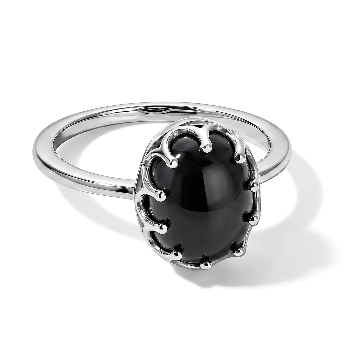 D''Joy Black Jade Fancy Ring in Rhodium Over Sterling Silver (Size 10.0) 3.30 ctw